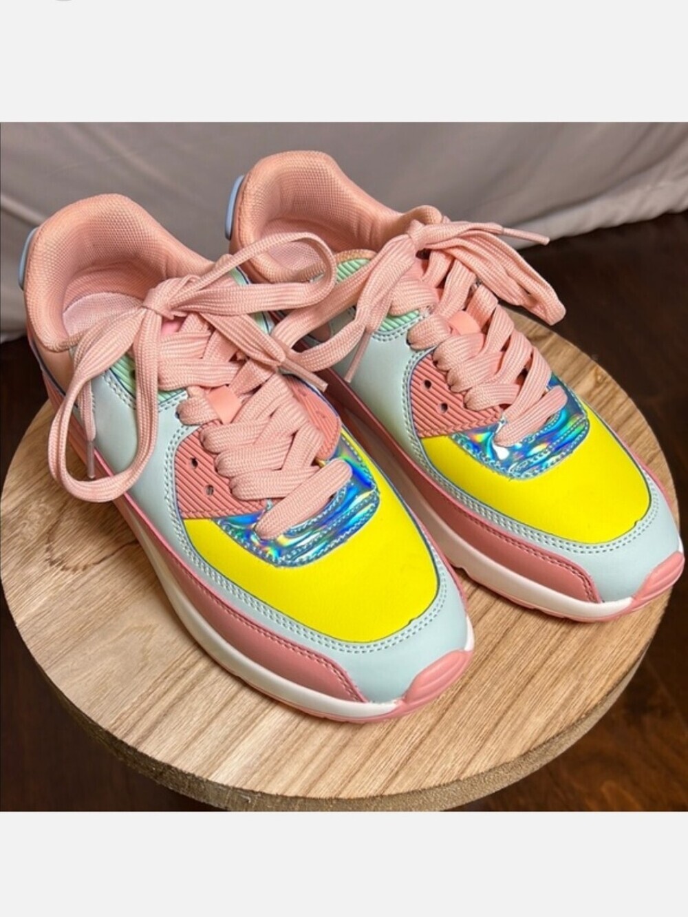 Colorblock Pink Yellow Casual Sneakers